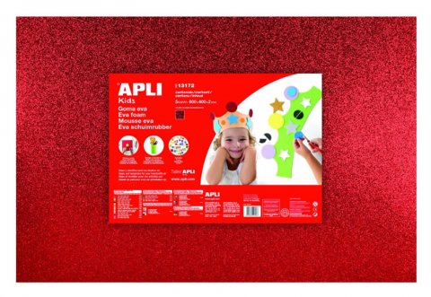 neuveden: APLI pěnovka třpytk 400x600/červená 3ks