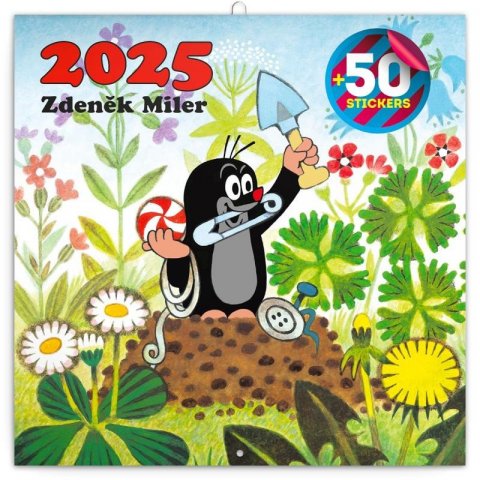 neuveden: Kalendář 2025 poznámkový: Krteček, s 50 samolepkami, 30 × 30 cm