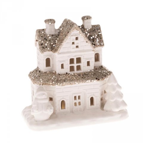 neuveden: Porcelánový domek patrový s LED světlem