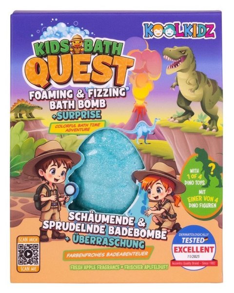 : Pěnivá bomba do koupele KOOLKIDZ s překvapením dinosaurus Jablko 160g