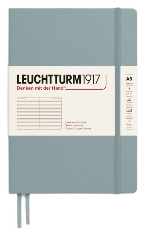 : Zápisník Leuchtturm1917 A5 tvrdé desky Dove linkovaný
