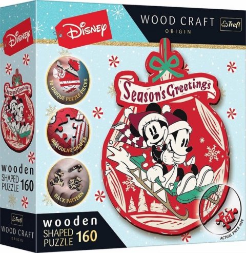 neuveden: Puzzle Wood Craft Origin Vánoční dobrodružství Mickeyho a Minnie 160 dílků