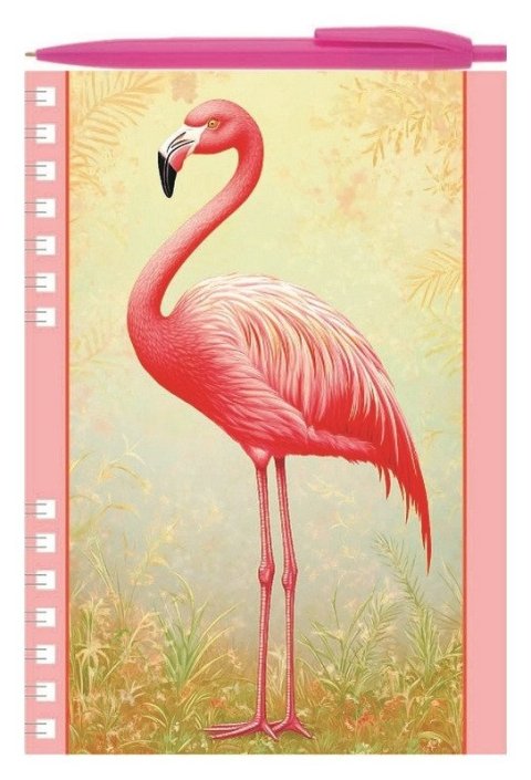 -: Plameňák - Psací sada Zápisník A5 + kuličkové pero