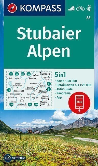 neuveden: Stubaier Alpen 1:50 000 / turistická mapa KOMPASS 83