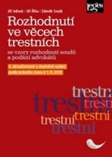 Jelínek Jiří, Sovák Zdeněk, Říha Jiří: Rozhodnutí ve věcech trestních se vzory rozhodnutí soudů a podání advokátů 