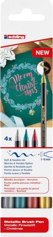 neuveden: Edding Štětcový popisovač 1340 - Metal, sada 4 ks