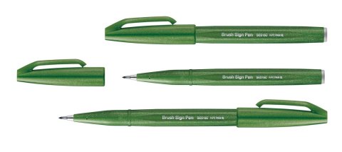 neuveden: Popisovač Pentel Brush Sign Pen - olivově zelený