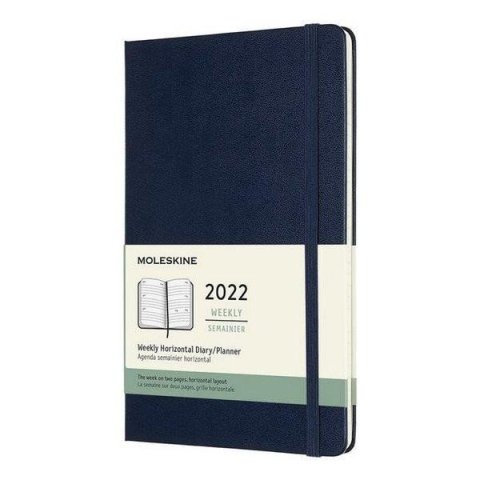 neuveden: Moleskine Horizontální diář 2022 modrý L, týdenní, tvrdý