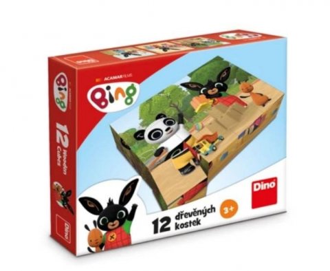 neuveden: Dřevěné licenční kostky Bing – 12 kostek