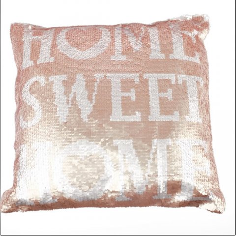 neuveden: Flitrový polštář s výplní HOME SWEET HOME neuveden: Flitrový polštář s výplní HOME SWEET HOME