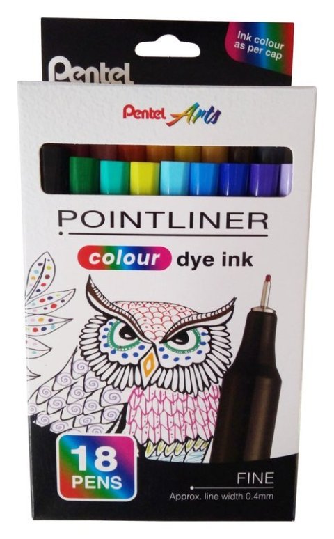 : Liner Pentel Pointliner 0.4mm sada 12+6ks