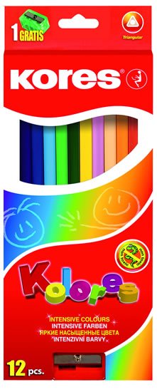 neuveden: Kores Trojhranné pastelky KOLORES 3 mm s ořezávátkem 12 barev neuveden: Kores Trojhranné pastelky KOLORES 3 mm s ořezávátkem 12 barev