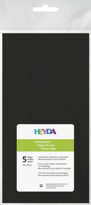 neuveden: HEYDA Hedvábný papír 50 x 70 cm - černý 5 ks neuveden: HEYDA Hedvábný papír 50 x 70 cm - černý 5 ks