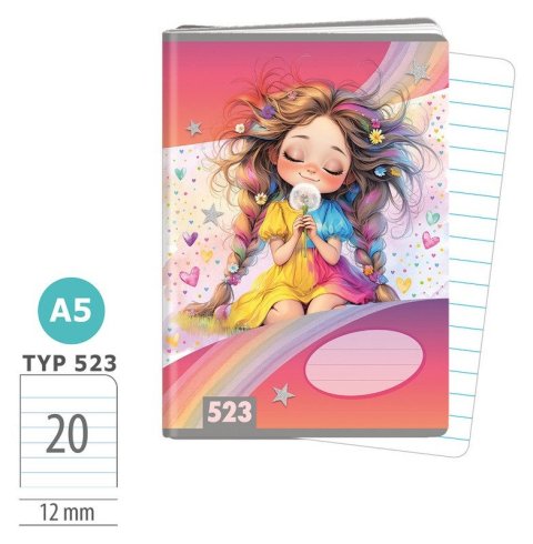 : Školní sešit A5, 20 listů, typ 523 Rainbow Ella