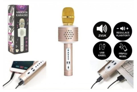 neuveden: Mikrofon karaoke Bluetooth/zlatý