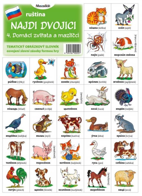 neuveden: Najdi dvojici - Ruština - 4. Domácí zvířata a mazlíčci neuveden: Najdi dvojici - Ruština - 4. Domácí zvířata a mazlíčci