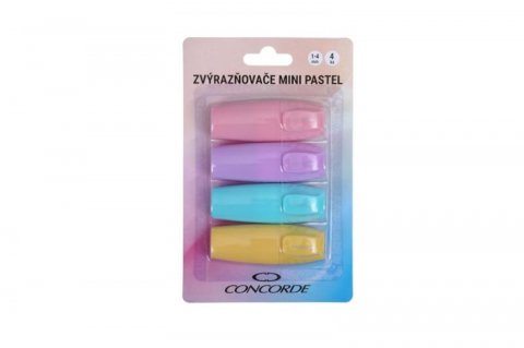 neuveden: Concorde Sada zvýrazňovačů Mini Pastel - 4 ks blistr