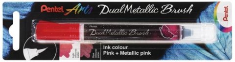 neuveden: Pentel Dual Metallic Brush štětečkový popisovač - růžový