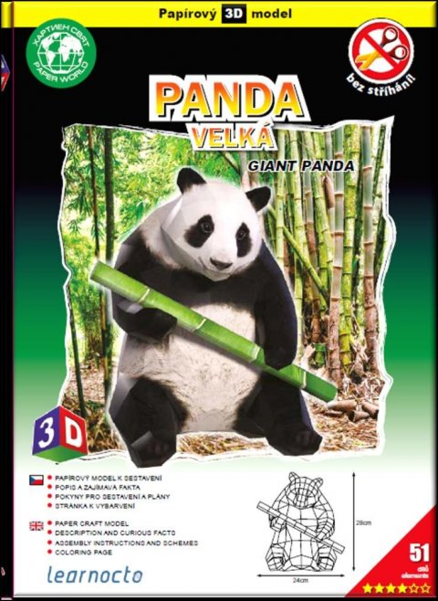 neuveden: Panda velká – Papírový 3D model/51 dílků neuveden: Panda velká – Papírový 3D model/51 dílků