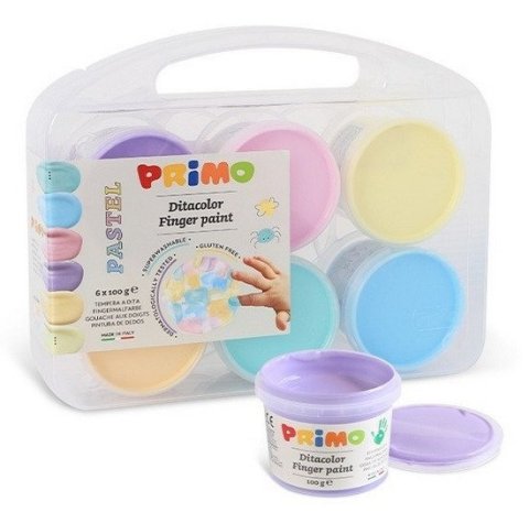 -: PRIMO Prstové barvy 6 x 100 g kelímky