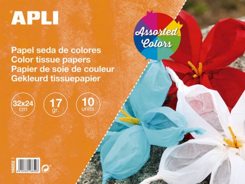 neuveden: APLI hedvábný papír 32 x 24 cm - blok 10 listů, mix barev