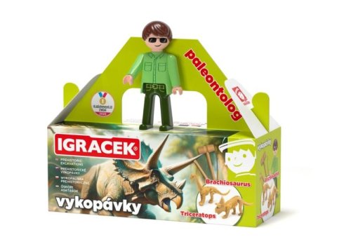 neuveden: Igráček Paleontolog - figurka s vykopávkami dinosaurů Triceratopse a Brachi