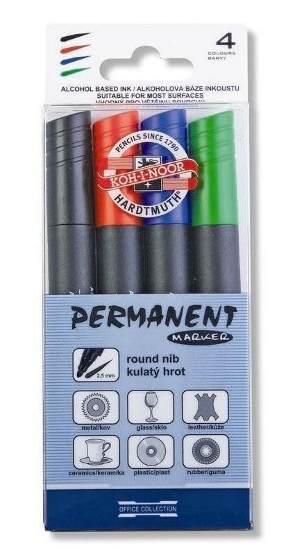 neuveden: Koh-i-noor Permanent Markers/permanentni znackovače ploché sada 4 ks