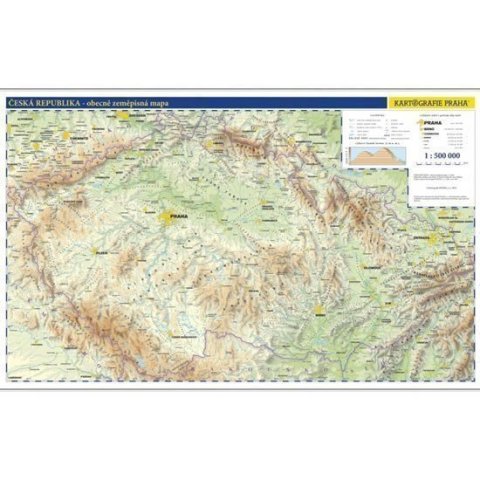 neuveden: Česká republika - nástěnná fyzická mapa 1:500 tis./99x62,5 cm