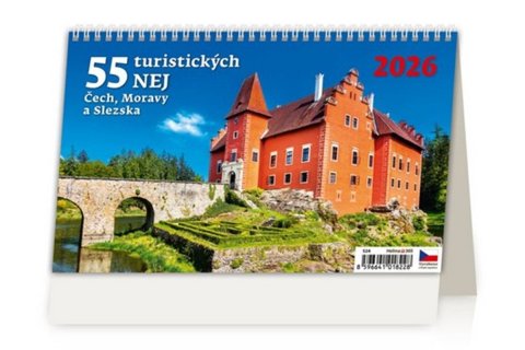neuveden: Kalendář stolní 2026 - 55 turistických nej Čech, Moravy a Slezska