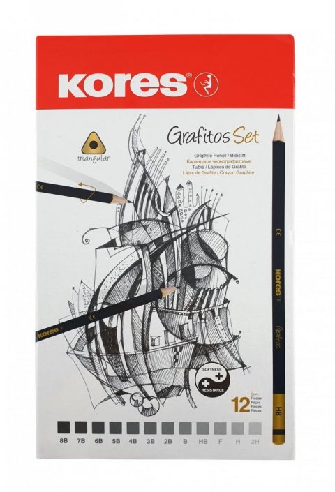 neuveden: Kores Grafitos - souprava grafitových tužek 8B - 2H neuveden: Kores Grafitos - souprava grafitových tužek 8B - 2H