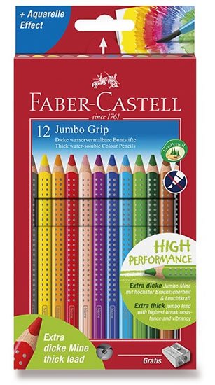 neuveden: Faber - Castell Pastelky trojhranné Jumbo Grip - rozmývatelné 12 ks + ořezá neuveden: Faber - Castell Pastelky trojhranné Jumbo Grip - rozmývatelné 12 ks + ořezá