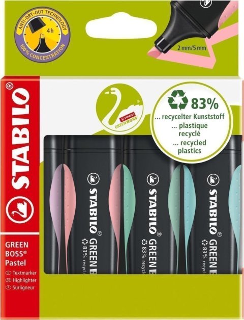 neuveden: Zvýrazňovač STABILO Green BOSS Pastel 4 ks