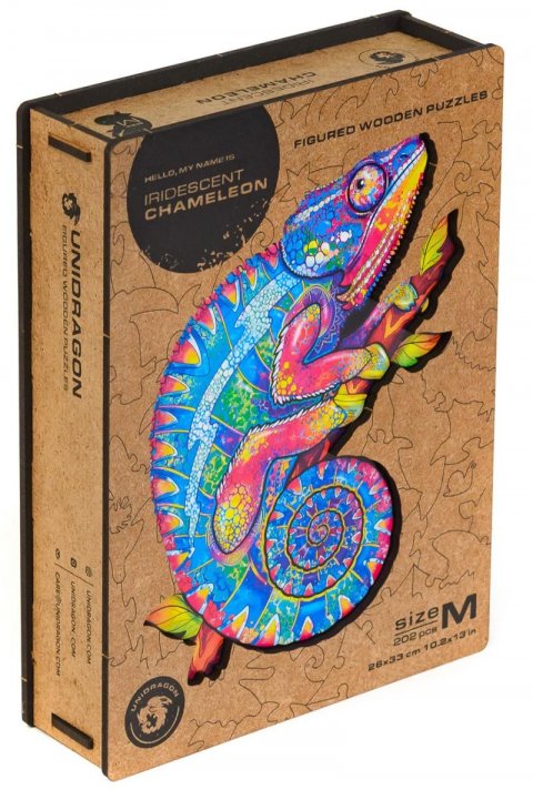 neuveden: Unidragon dřevěné puzzle - Chameleon velikost M