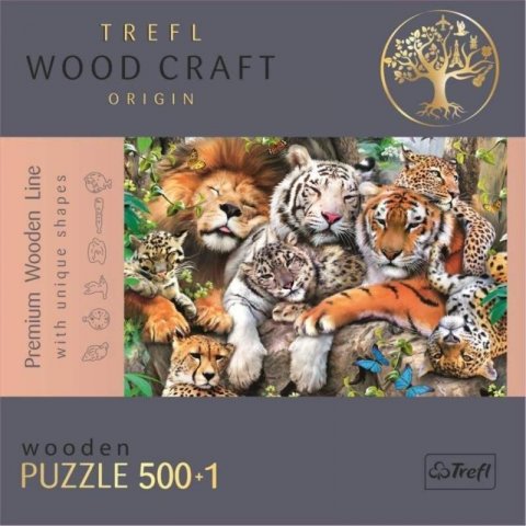 neuveden: Trefl Wood Craft Origin Puzzle Divoké kočky v džungli 501 dílků - dřevěné