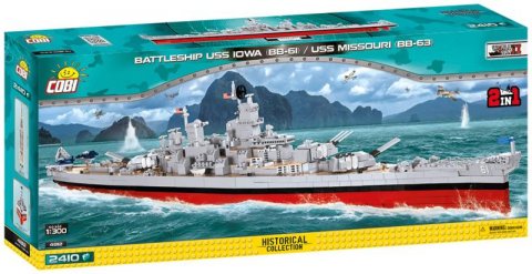 neuveden: Stavebnice COBI - Bitevník USS Iowa BB-61 / Missouri BB-63, 1:300, 2410 kos