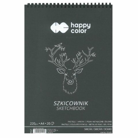 neuveden: Happy Color Skicák se spirálou - černý A4