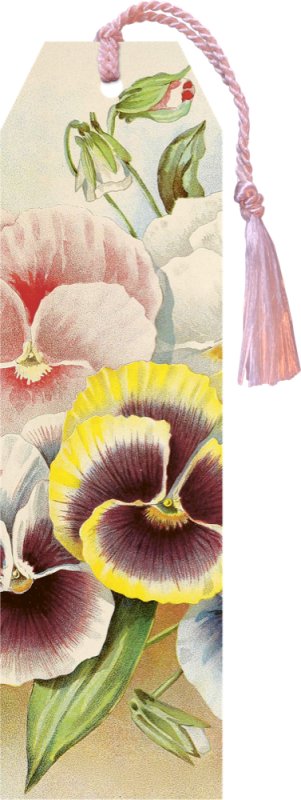 -: Knižní záložka Pastel Spring Pansy