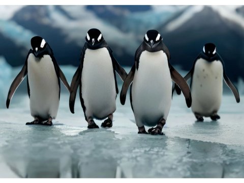 neuveden: Pohlednice 3D Four Penguins AI