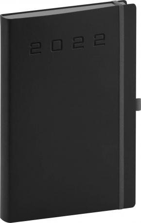neuveden: Diář 2022: Nox - černo-černý/denní, 15 x 21 cm