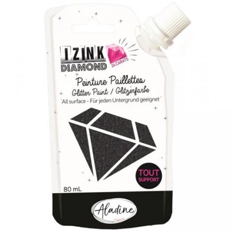 neuveden: Diamantová barva IZINK Diamond 24 CARATS - černá, 80 ml