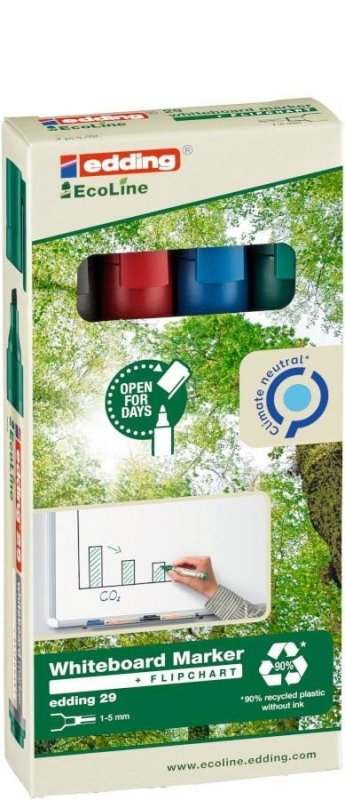 neuveden: Edding Popisovač na bílé tabule EcoLine 29 - sada 4 ks, základ. barvy