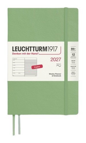 -: Týdenní plánovač & Zápisník Sage, Paperback B6+ 2027, Softcover, anglicky