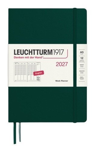 -: Týdenní plánovač Forest Green, Medium A5 2027, anglicky