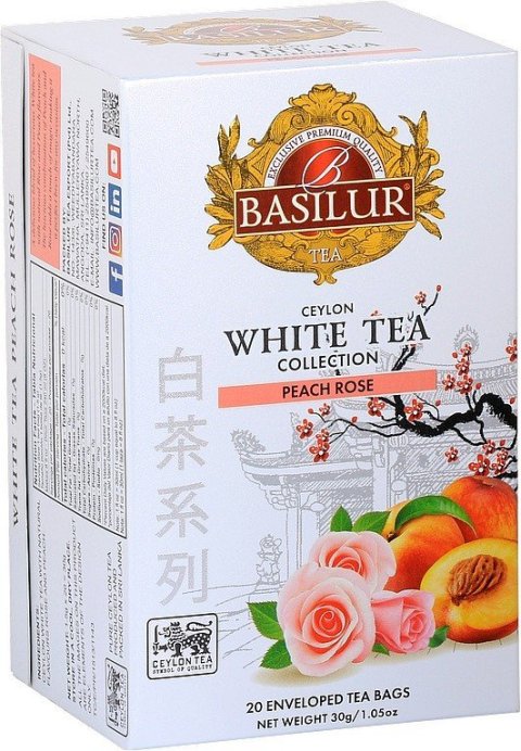 neuveden: BASILUR White Tea Peach Rose přebal 20x1,5g