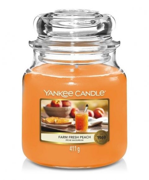 neuveden: YANKEE CANDLE Farm Fresh Peach svíčka 411g
