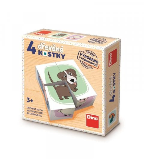 neuveden: Dřevěné kostky Zvířátka - 4 kostky