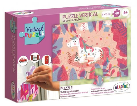 neuveden: Vertikální okenní puzzle - Jednorožec 48 dílků