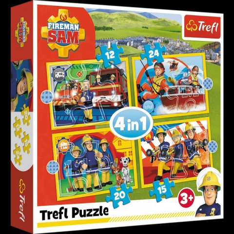 neuveden: Trefl Puzzle Požárník Sam - Rádi pomůžeme 4v1 (12,15,20,24 dílků)