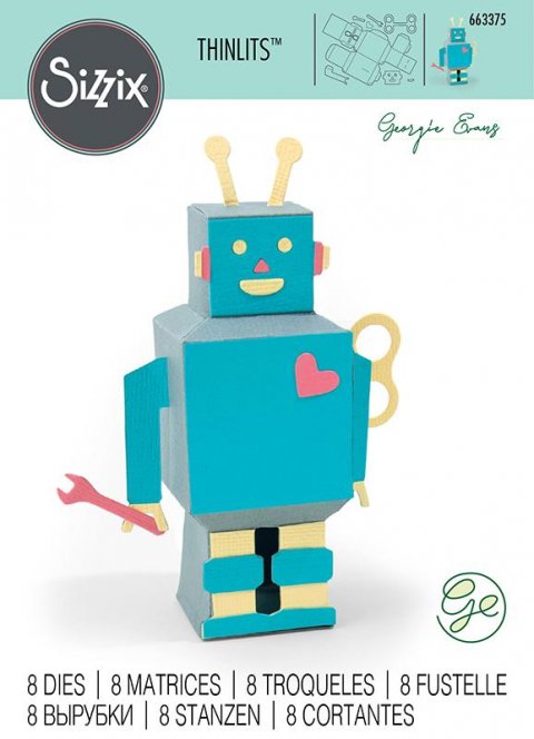 neuveden: SIZZIX Thinlits vyřezávací kovové šablony - 3D Robot