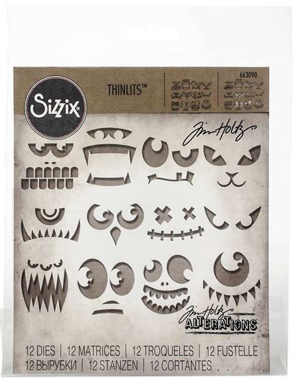 neuveden: SIZZIX Thinlits vyřezávací kovové šablony - děsivé tváře 12 ks